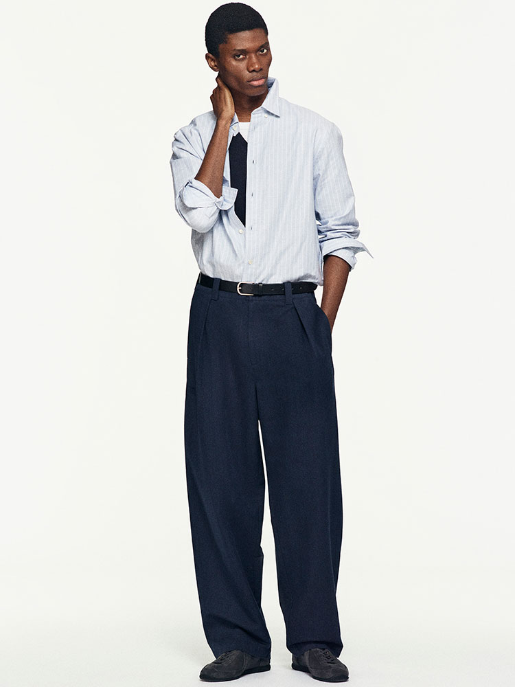 コットンブレンド バレルレッグユーティリティパンツ